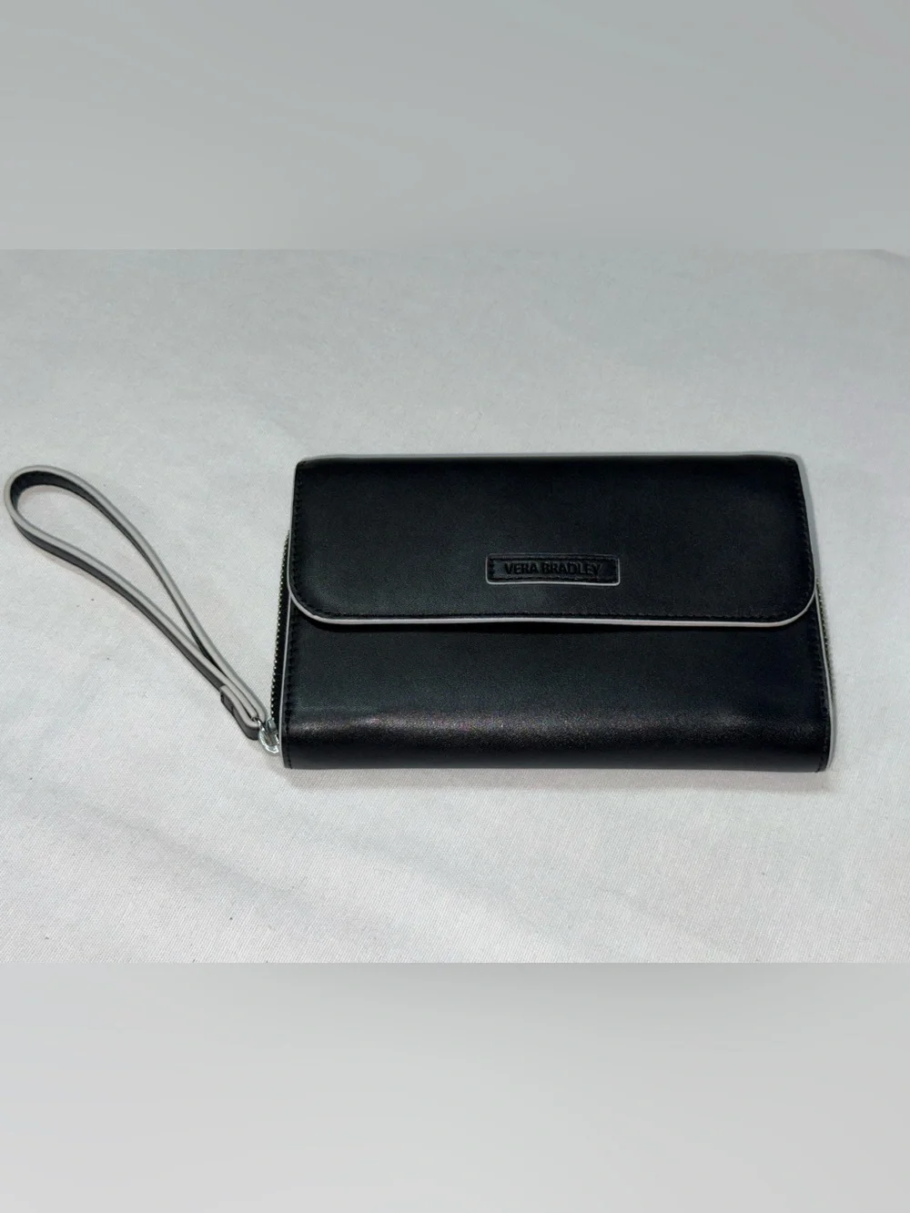 Vera Bradley Black Zip-Around Wristlet Wallet with Strap